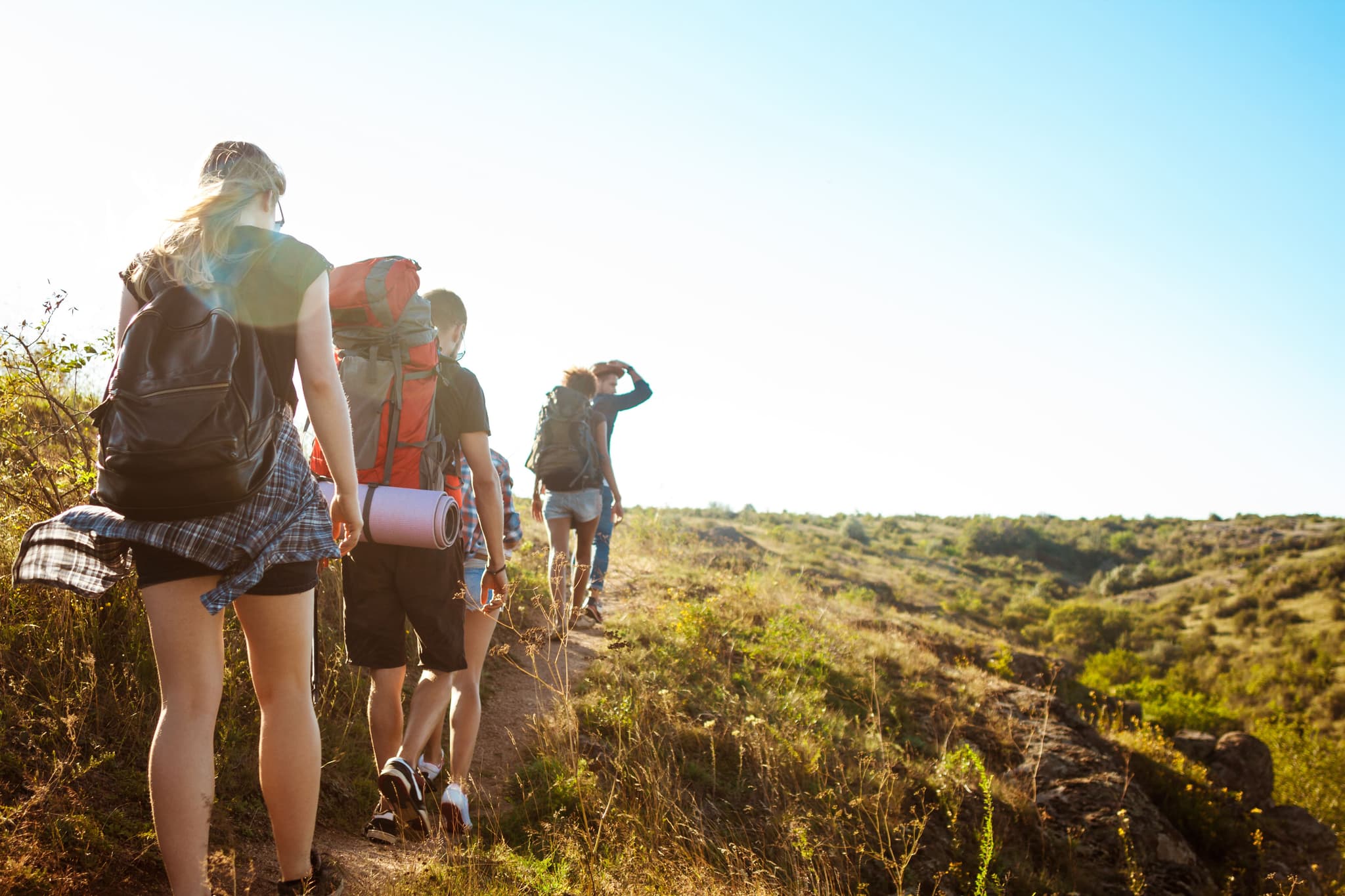 Travelers exploring nature